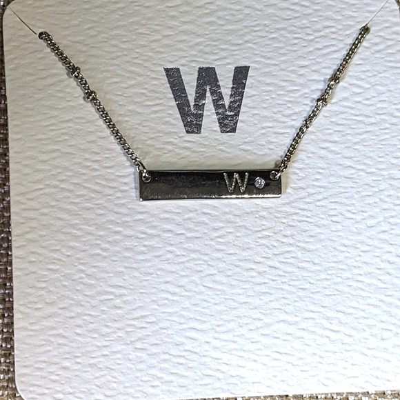 Francesca's W Initial Silver Bar Necklace NWT - Picture 2 of 3